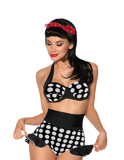 1130126 Zugeschnürt-Shop 12901-010 Vintage-Push-up-Bikini - schwarz/weiss 1130126 Zugeschnürt-Shop 12901-010 Vintage-Push-up-Bikini - schwarz/weiss