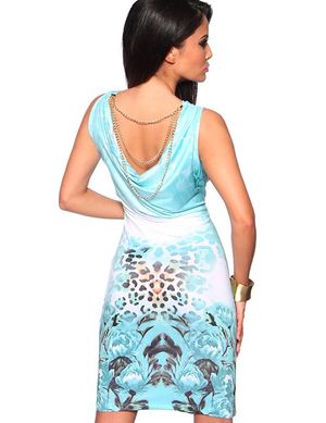 1130199 Zugeschnürt-Shop 13400-037 Minikleid mit Leopardenkopf in türkis 1130199 Zugeschnürt-Shop 13400-037 Minikleid mit Leopardenkopf in türkis