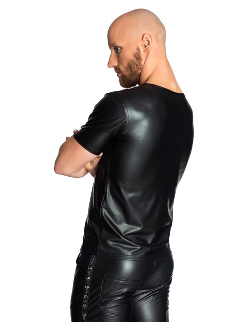 Noir Handmade - Wetlook Shirt mit V-Ausschnitt – Produktbild 2
