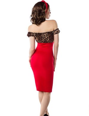 1132212 Belsira 50002-108 Vintage Kleid in rot mit Leo- Muster 1132212 Belsira 50002-108 Vintage Kleid in rot mit Leo- Muster