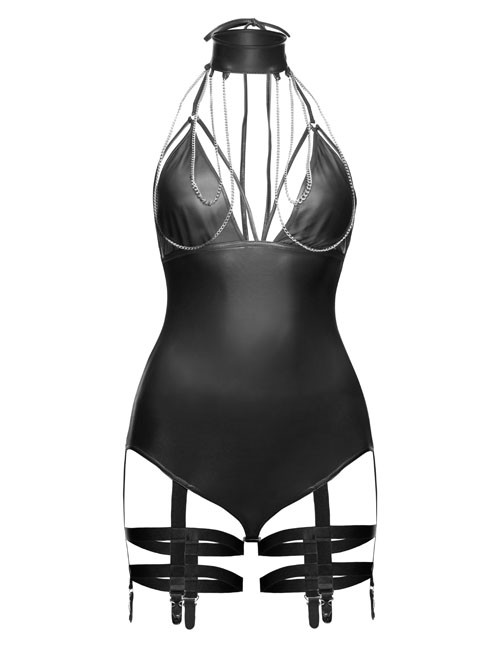 Noir Handmade - wetlook Body OUTRAGEOUS mit Strumpfband F109 – Produktbild 3