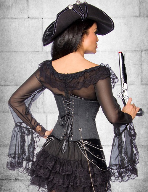 1133406 Zugeschnürt-Shop 13184-002 Schwarzes Piratenkleid