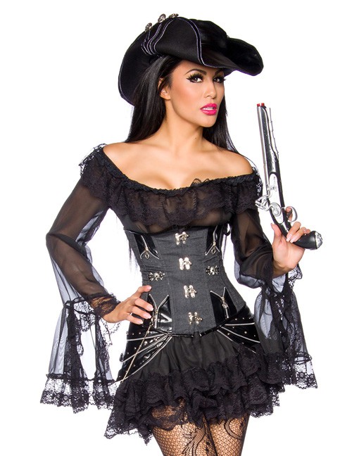 1133406 Zugeschnürt-Shop 13184-002 Schwarzes Piratenkleid