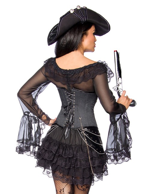 1133406 Zugeschnürt-Shop 13184-002 Schwarzes Piratenkleid