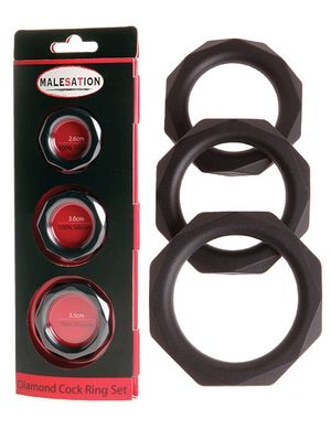 1134009 Malesation 670000031537 Diamond Cock Ring Set