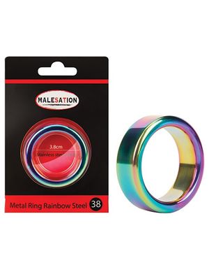 1134013 Malesation 670000031541 Metal Ring Rainbow Steel 38