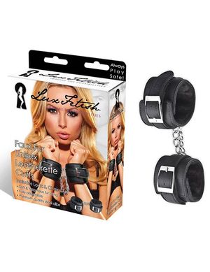 1204079 Lux Fetish 700000257022 Faux Fur Unisex Leatherette Cuffs