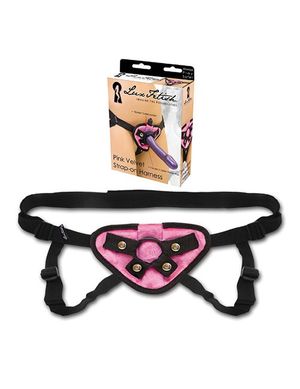 1204090 Lux Fetish 700000257045 Pink Velvet Strap-On Harness 1204090 Lux Fetish 700000257045 Pink Velvet Strap-On Harness