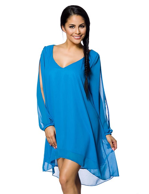 1204343 Zugeschnürt-Shop 14512-015 Azurblaues Tunika-Kleid