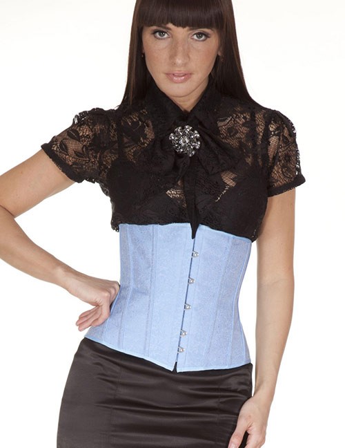 1204609 Zugeschnürt-Shop ZK31-3 Unterbrust-Korsett Jacquard-Muster  hellblau