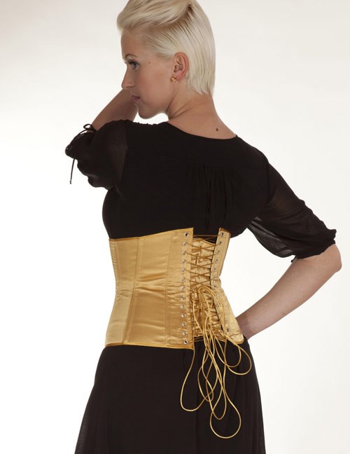 1204622 Zugeschnürt-Shop ZK34-4 Unterbrust-Korsett Satin mit Swarowski-Elements gold