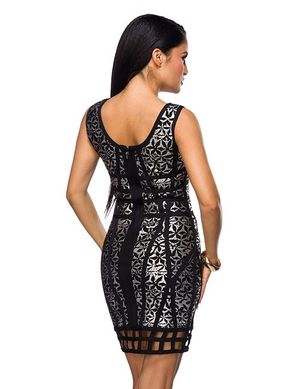 1204885 Zugeschnürt-Shop 14290-024 Bandage-Shape-Kleid schwarz/silber 1204885 Zugeschnürt-Shop 14290-024 Bandage-Shape-Kleid schwarz/silber