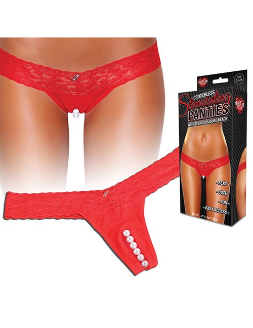 1205876 Hustler Lingerie 1205876 Spitzen-Panty ouvert, mit stimulierender Perlenkette 1205876 Hustler Lingerie 1205876 Spitzen-Panty ouvert, mit stimulierender Perlenkette