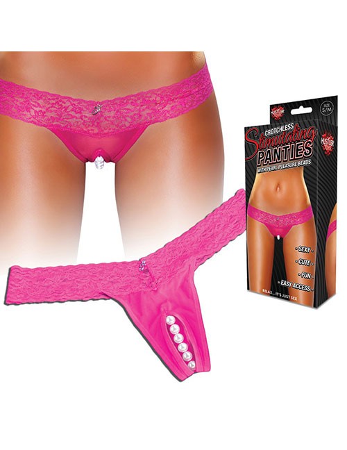 1205877 Hustler Lingerie 1205877 Ouvert-Panty aus Spitze mit stimulierender Perlenkette