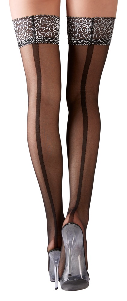 Cottelli Collection - Halterlose Strümpfe mit Naht schwarz Cottelli Collection - Halterlose Strümpfe mit Naht schwarz