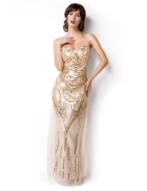 1208516 Zugeschnürt-Shop 14919-103 Abendkleid beige/gold 1208516 Zugeschnürt-Shop 14919-103 Abendkleid beige/gold