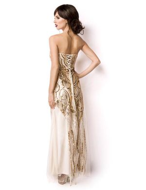 1208516 Zugeschnürt-Shop 14919-103 Abendkleid beige/gold