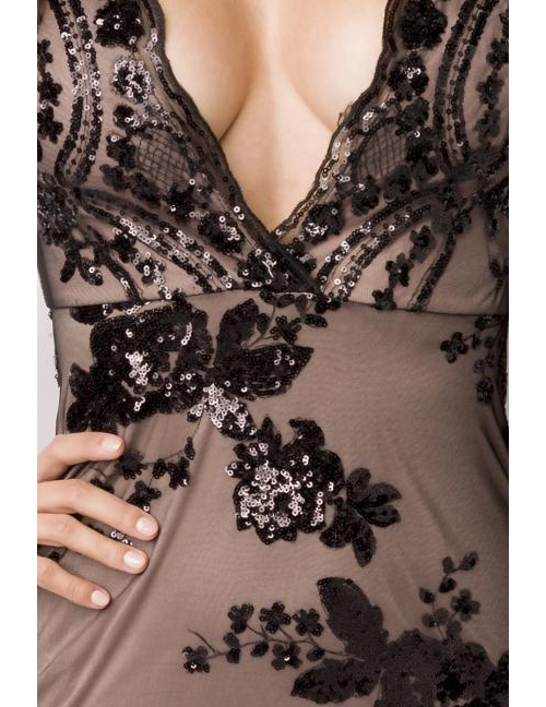 1208522 Zugeschnürt-Shop 14925-160 Pailletten-Kleid schwarz/braun