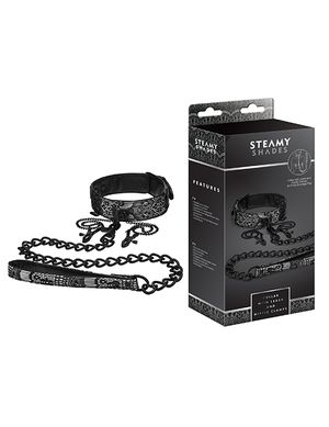 Steamy Shades - Collar with Leash and Nipple Clamps Steamy Shades - Collar with Leash and Nipple Clamps