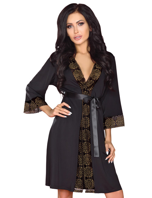 LivCo Corsetti - FINVARRA Morgenmantel LC 90234 schwarz LivCo Corsetti - FINVARRA Morgenmantel LC 90234 schwarz