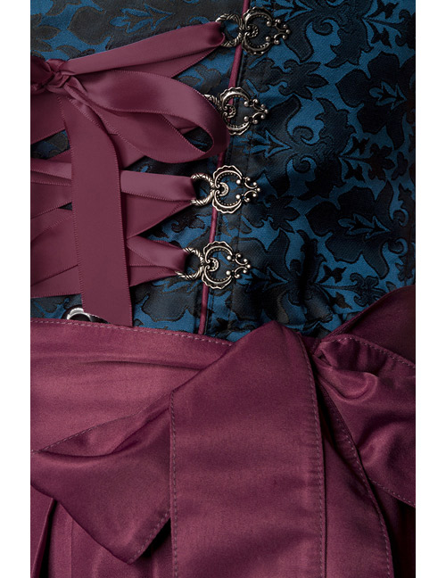 DIRNDLINE - Blaues Premium Dirndl mit dunkelroten Akzenten DIRNDLINE - Blaues Premium Dirndl mit dunkelroten Akzenten – Produktbild 4