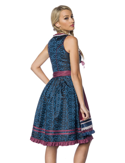 DIRNDLINE - Blaues Premium Dirndl mit dunkelroten Akzenten DIRNDLINE - Blaues Premium Dirndl mit dunkelroten Akzenten – Produktbild 2