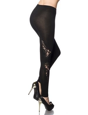 Zugeschnürt-Shop - Leggings mit Spitzeneinsatz schwarz