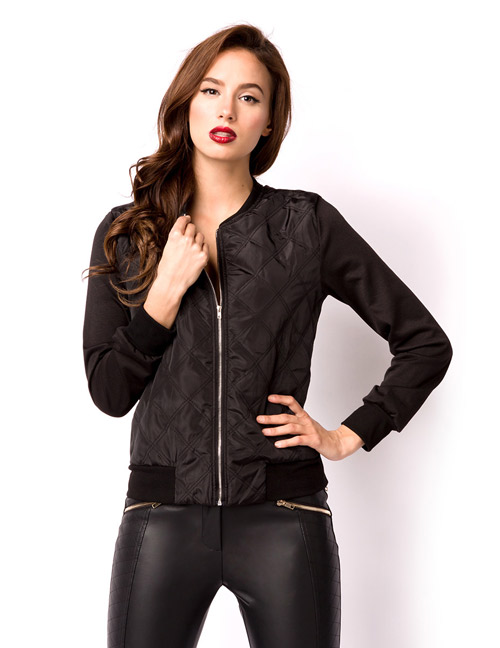 Zugeschnürt-Shop - Steppjacke mit Rippbündchen schwarz Zugeschnürt-Shop - Steppjacke mit Rippbündchen schwarz
