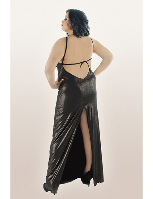 Andalea - langes Wetlook-Kleid C/4001 AN530482M gold – Produktbild 6