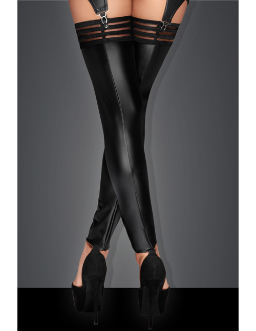 Noir Handmade - Powerwetlook Stockings mit elastischen Bändern schwarz Noir Handmade - Powerwetlook Stockings mit elastischen Bändern schwarz – Produktbild 2