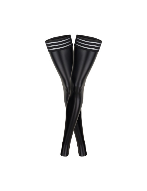 Noir Handmade - Powerwetlook Stockings mit elastischen Bändern schwarz Noir Handmade - Powerwetlook Stockings mit elastischen Bändern schwarz – Produktbild 4