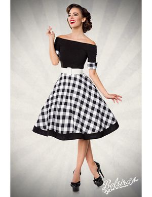 Belsira - schulterfreies Swing-Kleid schwarz/weiß Belsira - schulterfreies Swing-Kleid schwarz/weiß