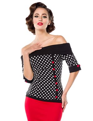 Belsira - schulterfreies Jersey-Top schwarz/weiß/rot Belsira - schulterfreies Jersey-Top schwarz/weiß/rot