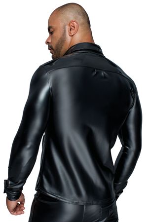 Noir Handmade-MissBehaved Collection-Langärmliges Powerwetlook & PVC Shirt mit Knopfleiste H064 schwarz Noir Handmade-MissBehaved Collection-Langärmliges Powerwetlook & PVC Shirt mit Knopfleiste H064 schwarz