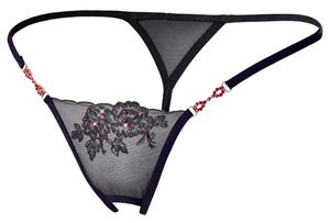 Cottelli Collection - String rote Steine schwarz