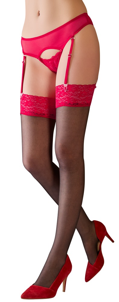 Cottelli Collection - Strümpfe schwarz/rot – Produktbild 2