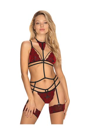 Obsessive - Sugestina 3 teiliges Straps Set rot