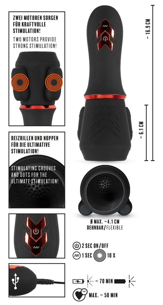 Rebel - Glans Masturbator mit 2 Motoren schwarz Rebel - Glans Masturbator mit 2 Motoren schwarz – Produktbild 8