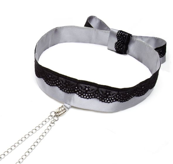 Fifty Shades of Grey - Satin Halsband mit Nippelklemmen silber Fifty Shades of Grey - Satin Halsband mit Nippelklemmen silber