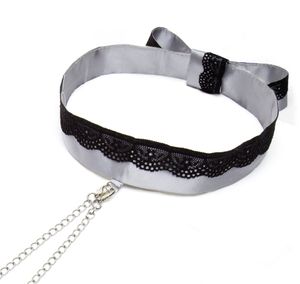 Fifty Shades of Grey - Satin Halsband mit Nippelklemmen silber