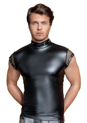 Nek - Mattlook Shirt aus Netzärmeln und Halsfessel Nek - Mattlook Shirt aus Netzärmeln und Halsfessel