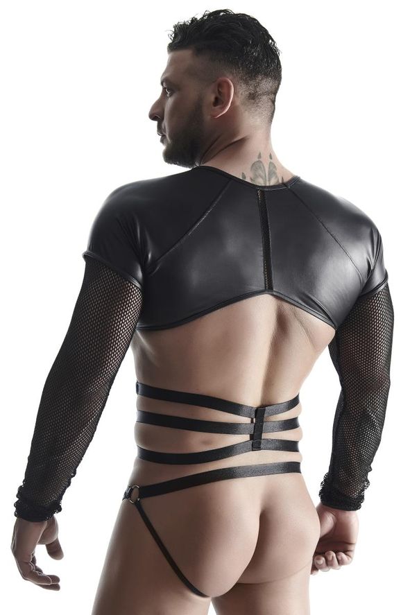 Regnes Fetish Planet - Langärmliges Wetlook Shirt mit Harness