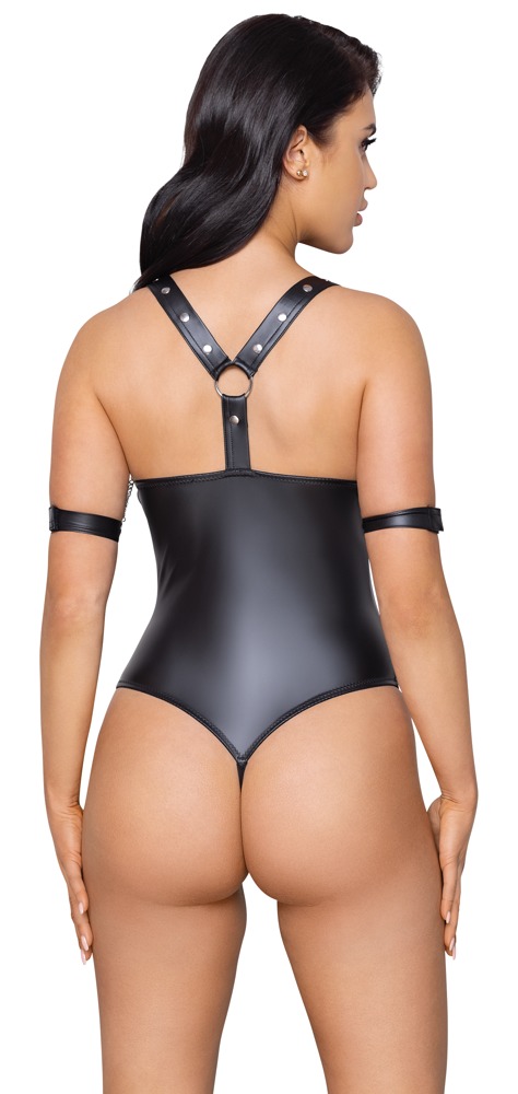 Cottelli Bondage - Stringbody overt im edlen Mattlook mit Fesselriemen Cottelli Bondage - Stringbody overt im edlen Mattlook mit Fesselriemen