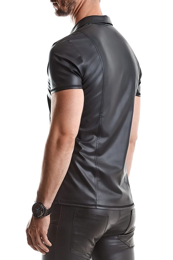 Regnes Fetish Planet - Polo Shirt aus dehnbarem Wetlook