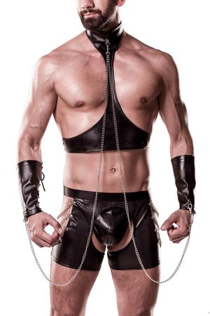 Grey Velvet - Herren Bondage-Set mit Ketten Grey Velvet - Herren Bondage-Set mit Ketten