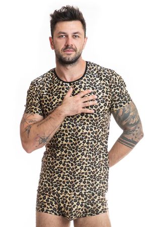 Anais - Herren T-Shirt im Leoparden-Look aus weichem Material Anais - Herren T-Shirt im Leoparden-Look aus weichem Material