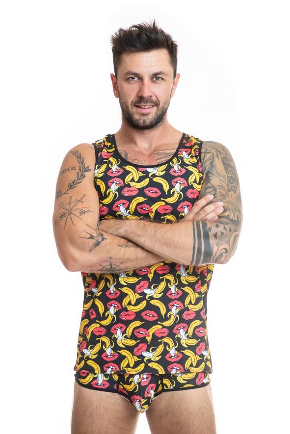 Anais - Herren Tank-Top mit Bannen-Kussmund Muster