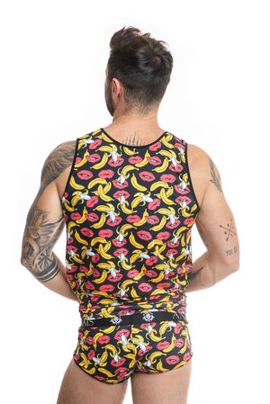 Anais - Herren Tank-Top mit Bannen-Kussmund Muster Anais - Herren Tank-Top mit Bannen-Kussmund Muster