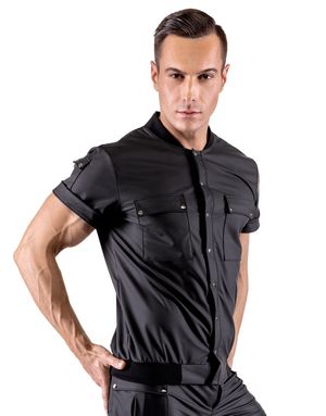Svenjoyment - Herren-Hemd im Blouson-Style mit Taschen im edlem Mattlook