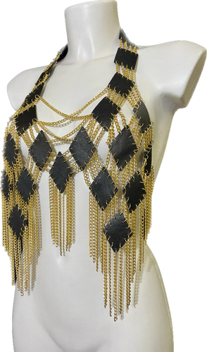 Zugeschnürt - Handmade Top aus feinem Leder und Ketten Unikate Zugeschnürt - Handmade Top aus feinem Leder und Ketten Unikate